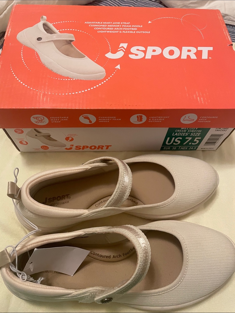 BNIB J Sport Cream Mary Jane Dress Shoes for Women - US 7.5